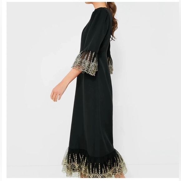 Pomander Place Lillith Black Maxi Dress M NWT Lace Trim Formal Holiday Glam - Picture 4 of 9